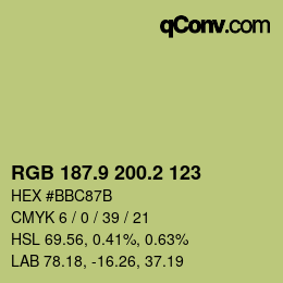 カラーコード: RGB 187.9 200.2 123 | qconv.com