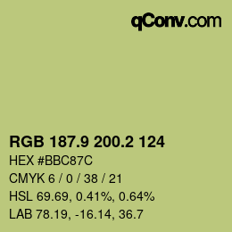 カラーコード: RGB 187.9 200.2 124 | qconv.com