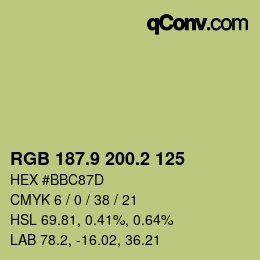 カラーコード: RGB 187.9 200.2 125 | qconv.com