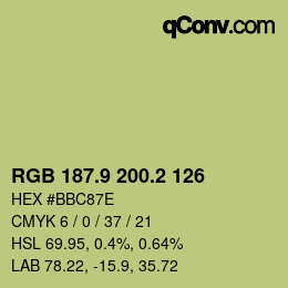 カラーコード: RGB 187.9 200.2 126 | qconv.com