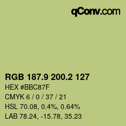 Color code: RGB 187.9 200.2 127 | qconv.com