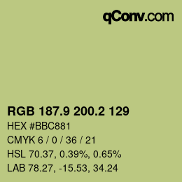 カラーコード: RGB 187.9 200.2 129 | qconv.com