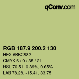 カラーコード: RGB 187.9 200.2 130 | qconv.com