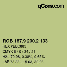 カラーコード: RGB 187.9 200.2 133 | qconv.com