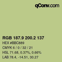カラーコード: RGB 187.9 200.2 137 | qconv.com