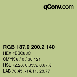 カラーコード: RGB 187.9 200.2 140 | qconv.com