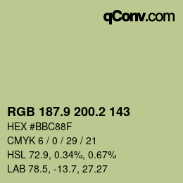 カラーコード: RGB 187.9 200.2 143 | qconv.com