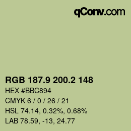 Farbcode: RGB 187.9 200.2 148 | qconv.com