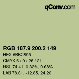 Color code: RGB 187.9 200.2 149 | qconv.com