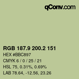 Color code: RGB 187.9 200.2 151 | qconv.com