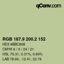 Color code: RGB 187.9 200.2 152 | qconv.com