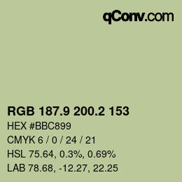 Farbcode: RGB 187.9 200.2 153 | qconv.com