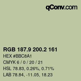 Farbcode: RGB 187.9 200.2 161 | qconv.com