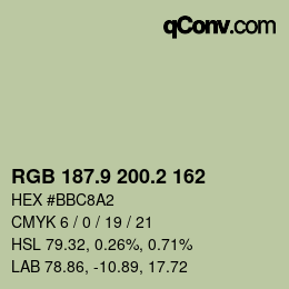 Color code: RGB 187.9 200.2 162 | qconv.com