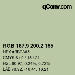 カラーコード: RGB 187.9 200.2 165 | qconv.com