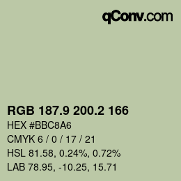 カラーコード: RGB 187.9 200.2 166 | qconv.com