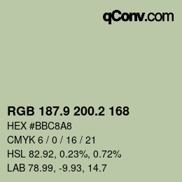 Color code: RGB 187.9 200.2 168 | qconv.com