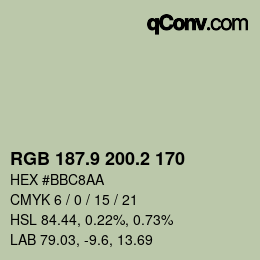 カラーコード: RGB 187.9 200.2 170 | qconv.com