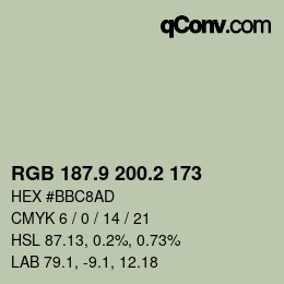 Color code: RGB 187.9 200.2 173 | qconv.com