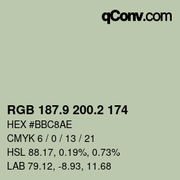 カラーコード: RGB 187.9 200.2 174 | qconv.com