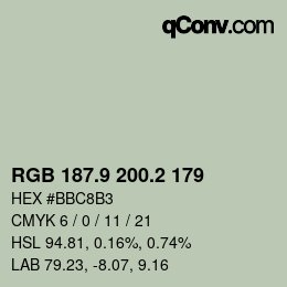 カラーコード: RGB 187.9 200.2 179 | qconv.com