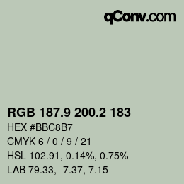Farbcode: RGB 187.9 200.2 183 | qconv.com