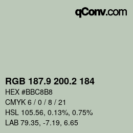 カラーコード: RGB 187.9 200.2 184 | qconv.com