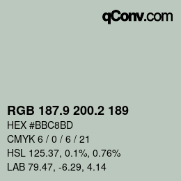 カラーコード: RGB 187.9 200.2 189 | qconv.com