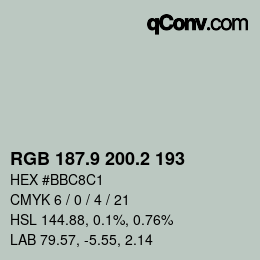 Color code: RGB 187.9 200.2 193 | qconv.com
