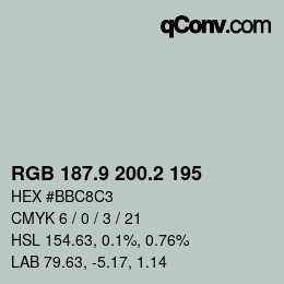 Color code: RGB 187.9 200.2 195 | qconv.com