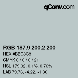 Color code: RGB 187.9 200.2 200 | qconv.com