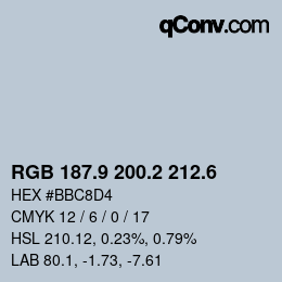 カラーコード: RGB 187.9 200.2 212.6 | qconv.com