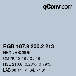 Color code: RGB 187.9 200.2 213 | qconv.com