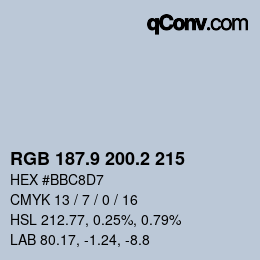 Color code: RGB 187.9 200.2 215 | qconv.com