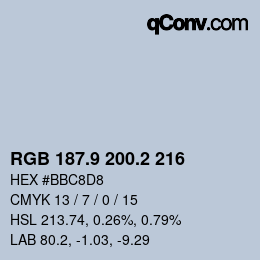 Color code: RGB 187.9 200.2 216 | qconv.com