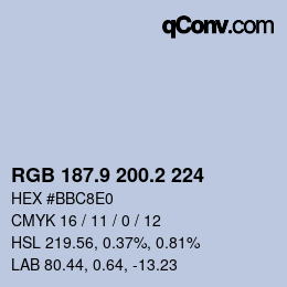 Color code: RGB 187.9 200.2 224 | qconv.com