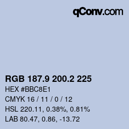 Color code: RGB 187.9 200.2 225 | qconv.com