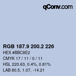 Color code: RGB 187.9 200.2 226 | qconv.com