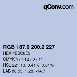 Farbcode: RGB 187.9 200.2 227 | qconv.com