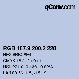 カラーコード: RGB 187.9 200.2 228 | qconv.com