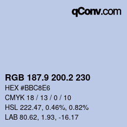 Color code: RGB 187.9 200.2 230 | qconv.com