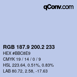 カラーコード: RGB 187.9 200.2 233 | qconv.com