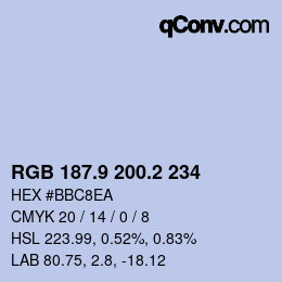 Color code: RGB 187.9 200.2 234 | qconv.com