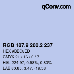 Color code: RGB 187.9 200.2 237 | qconv.com