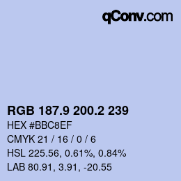 Farbcode: RGB 187.9 200.2 239 | qconv.com