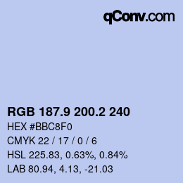 Color code: RGB 187.9 200.2 240 | qconv.com