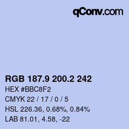 Color code: RGB 187.9 200.2 242 | qconv.com