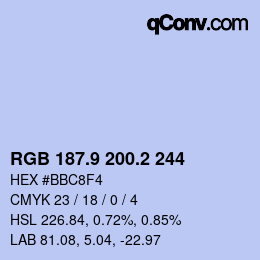 Color code: RGB 187.9 200.2 244 | qconv.com