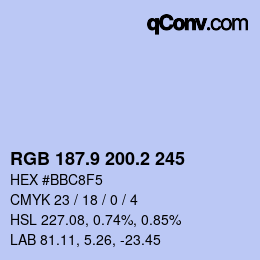 Color code: RGB 187.9 200.2 245 | qconv.com
