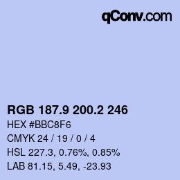 Color code: RGB 187.9 200.2 246 | qconv.com